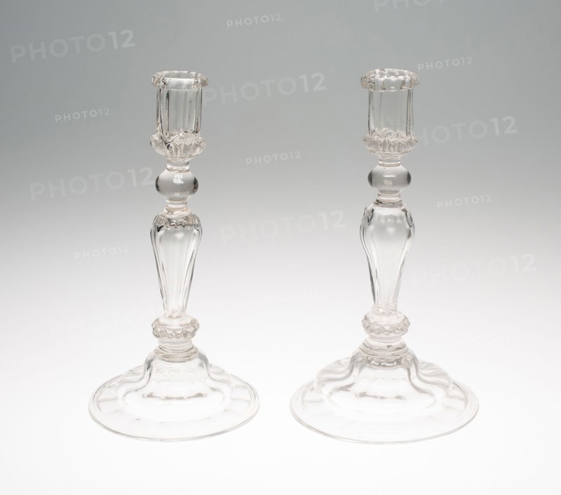 Two Candlesticks, 1725/50, France, Glass, H. 31.1 cm (12 1/4 in.)