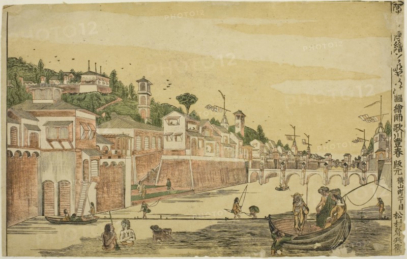 Fishing (Senadori no zu), from the series Dutch Perspective Pictures (Oranda uki-e), c. 1768, Utagawa Toyoharu, Japanese, 1735-1814, Japan, Color woodblock print, oban, 24.1 x 38.3 cm
