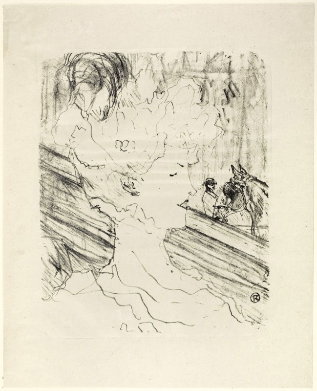 Emilienne d’Alençon, from Treize Lithographies, 1898, published before 1906, Henri de Toulouse-Lautrec, French, 1864-1901, France, Lithograph on ivory laid paper, 285 × 234 mm (image), 391 × 316 mm (sheet)