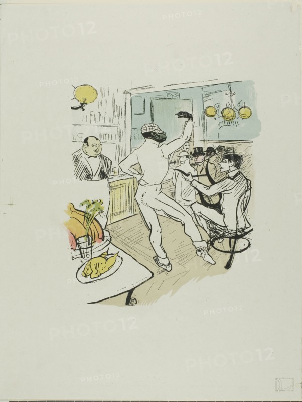 Chocolat Dancing, published March 28, 1896, after Henri de Toulouse-Lautrec, French, 1864-1901, France, Color lithographic reproduction of a photorelief print on grayish wove chine, 240 × 214 mm (image), 419 × 320 mm (sheet)