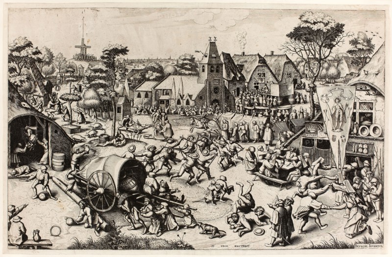 The Kermis of Saint George, c. 1559, Joannes van Doetecum (Flemish, active 1551-1605) or Lucas van Doetecum (Flemish, active 1554-1572), after Pieter Breughel, the elder (Flemish, 1525/30-1569), published by Hieronymus Cock (Flemish, 1510-1570), Flanders, Etching on ivory laid paper, 333 × 515 mm