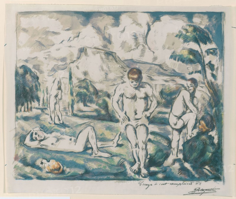 Bathers, 1890–1900, Paul Cézanne, French, 1839-1906, France, Color lithograph on ivory laid paper, 421 × 528 mm (image), 464 × 569 mm (sheet)