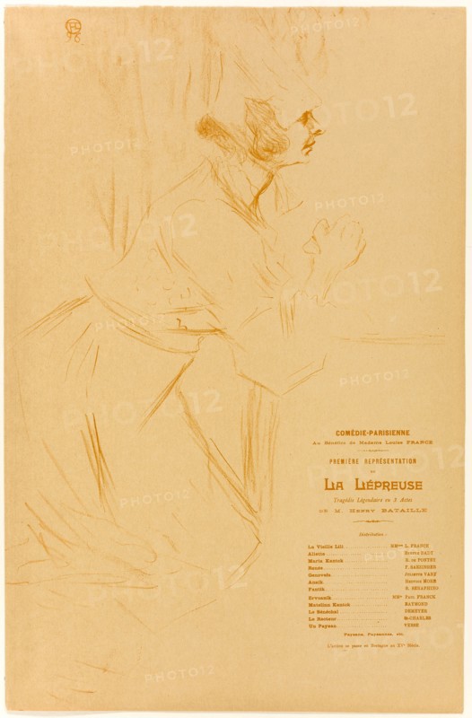 Program for La Lépreuse, 1896, Henri de Toulouse-Lautrec, French, 1864-1901, France, Color lithograph on tan wove paper, 494 × 312 mm (image), 500 × 327 mm (sheet)