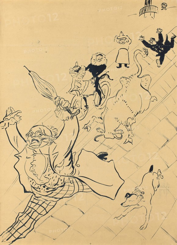 La vache enragée, 1896, Henri de Toulouse-Lautrec, French, 1864-1901, France, Lithograph poster on tan wove paper, laid down on fabric, 786 × 572 mm (image/sheet)