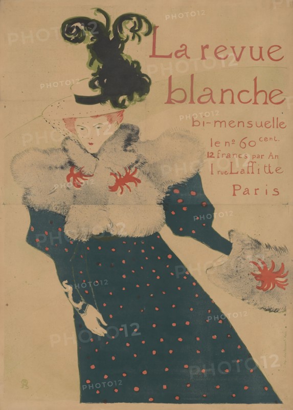 La revue blanche, 1895, Henri de Toulouse-Lautrec (French, 1864-1901), printed by Edward Ancort, France, Color lithograph on tan wove paper, 1,248 × 889 mm (image), 1,297 × 930 mm (sheets as pieced, sight)