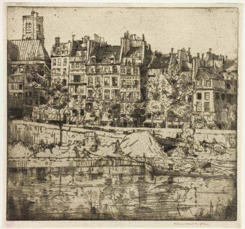 Quai de l’Hotel de Ville, Paris, 1900, Donald Shaw MacLaughlan, American, born Canada, 1876-1938, United States, Etching in black on cream laid paper, 219 x 237 mm (image/plate), 230 x 245 mm (sheet)