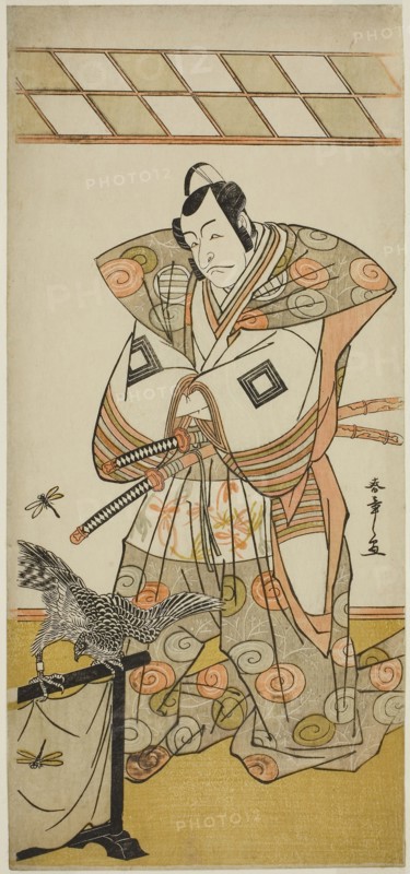 The Actor Ichikawa Danjuro V as Ashikaga Takauji in the Play Kaeribana Eiyu Taiheiki, Performed at the Nakamura Theater in the Eleventh Month, 1779, c. 1779, Katsukawa Shunsho ?? ??, Japanese, 1726-1792, Japan, Color woodblock print, hosoban, 32.9 x 15.1 cm (12 15/16 x 5 15/16 in.)