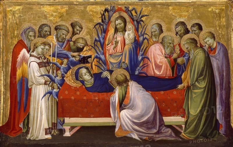 The Death of the Virgin, 1405/10, Gherardo di Jacopo, called Starnina, Italian, active 1387-1413, Italy, Tempera on panel, Panel: 43.6 × 67.6 cm (17 1/8 × 26 5/8 in.), Painted Surface: 40.4 × 64 cm (15 15/16 × 25 1/4 in.)