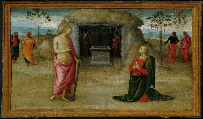 Noli Me Tangere, 1500/05, Perugino (Pietro di Cristoforo Vannucci), Italian, 1445/46-1523, Italy, Tempera on panel, transferred to canvas, 27.3 x 46.3 cm (10 3/4 x 18 1/4 in.)