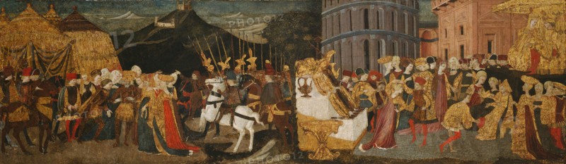 The Continence of Scipio, c. 1455, Workshop of Apollonio di Giovanni and Marco del Buono Giamberti, Italian, 1415/17–1465, 1403–1489, Italy, Tempera on panel, 41.8 x 137.7 cm (16 1/2 x 54 1/8 in.)