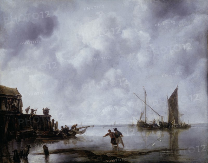 Fishing Boats in a Calm, 1651, Jan van de Cappelle, Dutch, 1626–1679, Netherlands, Oil on canvas, 57.6 × 71.2 cm (22 11/16 × 28 in.)