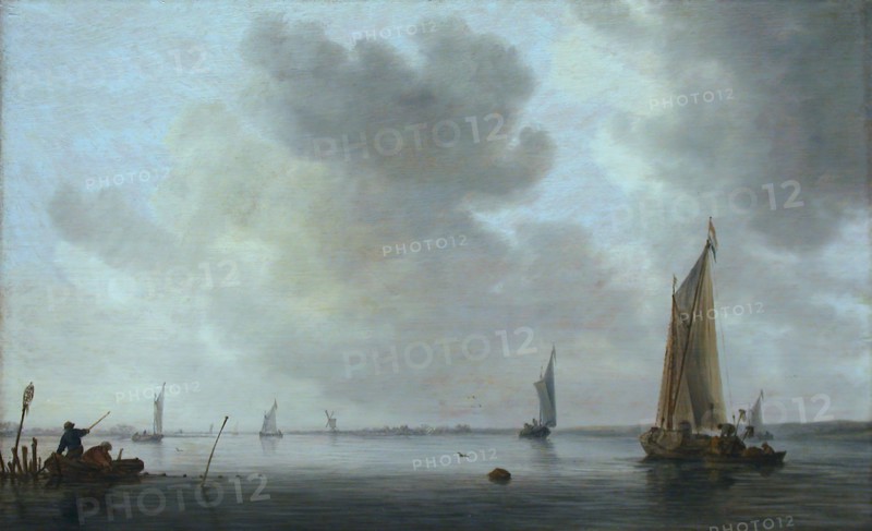 Fishing Boats off an Estuary, 1633, Jan van Goyen, Dutch, 1596-1656, Netherlands, Oil on panel, 36 × 57.8 cm (14 1/8 × 22 3/4 in.)
