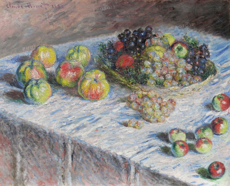 Apples and Grapes, 1880, Claude Monet, French, 1840-1926, France, Oil on canvas, 66.5 × 82.5 cm (26 3/16 × 32 1/2 in.)