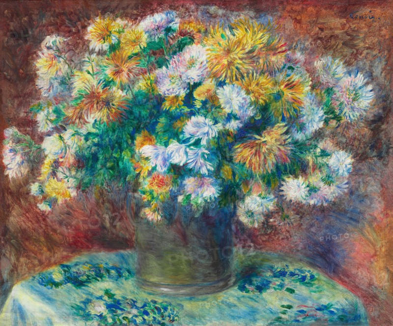 Chrysanthemums, 1881/82, Pierre-Auguste Renoir, French, 1841-1919, France, Oil on canvas, 54.8 × 65.8 cm (21 5/8 × 25 7/8 in.)