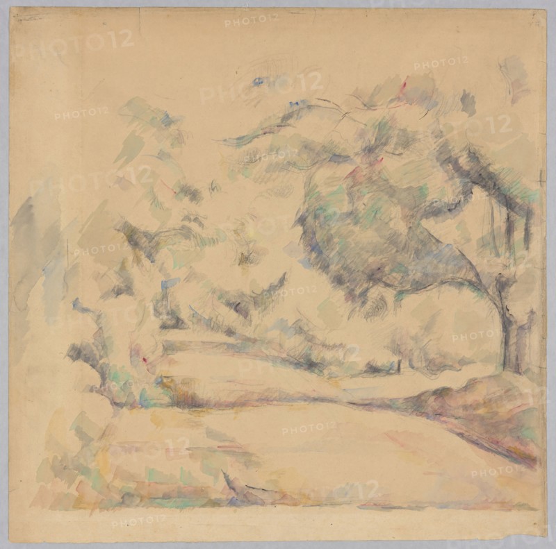 Road in Provence, c. 1885, Paul Cézanne, French, 1839-1906, France, Watercolor and graphite on tan wove paper, 502 × 504 mm