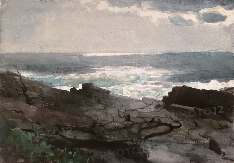 Sunshine and Shadow, Prout’s Neck, 1894, Winslow Homer, American, 1836-1910, United States, Watercolor, with rewetting and blotting, over graphite, on thick, rough-textured, ivory wove paper, 385 x 546 mm