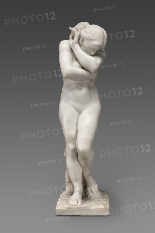 Eve after the Fall, Modeled 1883, carved about 1886, Auguste Rodin, French, 1840–1917, France, Marble, 76.2 × 27.4 × 21 cm (30 × 11 × 8 1/4 in.)