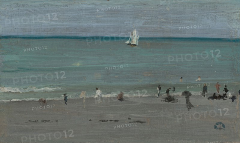 Coast Scene, Bathers, 1884/85, James McNeill Whistler, American, 1834–1903, United States, Oil on panel, 13.8 × 22.1 cm (5 7/16 × 8 11/16 in.)