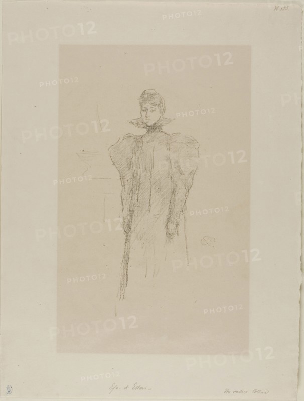 The Medici Collar, 1897, James McNeill Whistler, American, 1834-1903, United States, Transfer lithograph in various black inks, on buff laid paper, 185 x 112 mm (image), 324 x 245 mm (sheet)