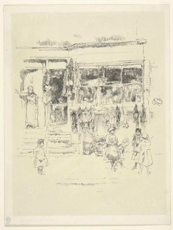Chelsea Rags, 1888, published 1892, James McNeill Whistler, American, 1834-1903, United States, Transfer lithograph in black on cream wove paper, 180 x 159 mm (image), 235 x 179 mm (sheet)
