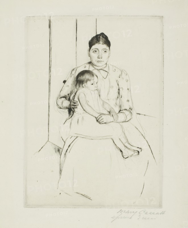 Repose, 1890, Mary Cassatt, American, 1844-1926, United States, Etching on ivory laid paper, 231 x 168 mm (image/plate), 307 x 239 mm (sheet)
