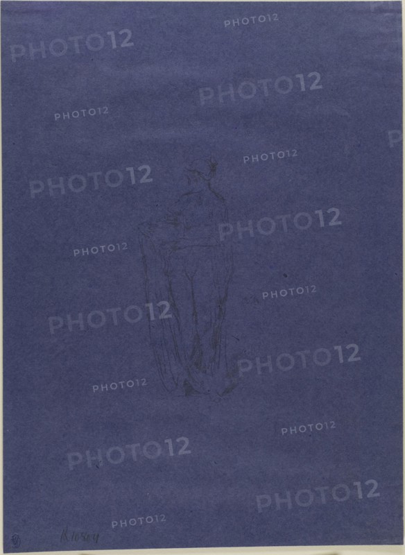 Girl with Bowl, 1895, James McNeill Whistler, American, 1834-1903, United States, Transfer lithograph in gray on purple wove Japanese vellum, 136 x 67 mm (image), 303 x 222 mm (sheet)