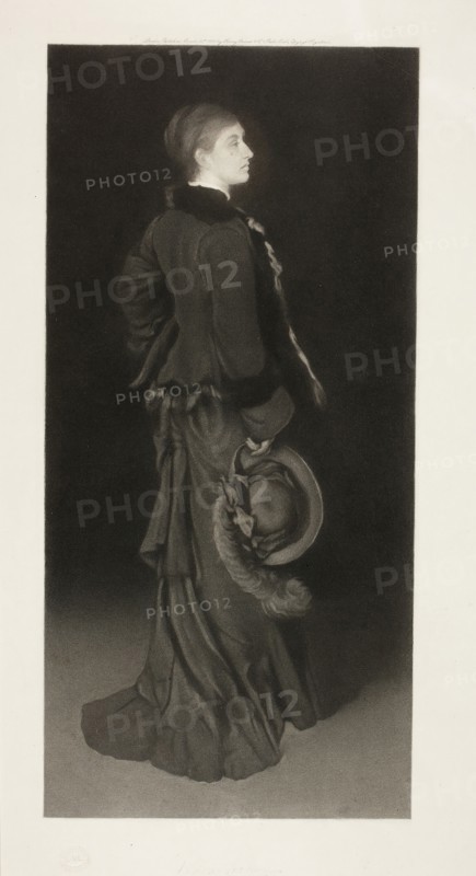 Rosa Corder, March 15, 1880 (published), Richard Josey (English, 1840-1906), after James McNeill Whistler (American, 1834-1903), England, Mezzotint on cream wove China paper, laid down on ivory wove paper, 404 × 193 mm (image), 516 × 271 mm (chine), 527 × 285 mm (plate), 666 × 451 mm (secondary support)