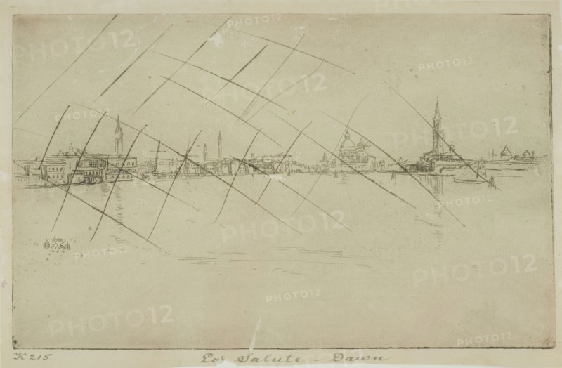 La Salute: Dawn, 1879/80, James McNeill Whistler, American, 1834-1903, United States, Etching and drypoint with foul biting, with drypoint cancellation, in black ink on ivory laid paper, 125 x 201 mm (plate), 140 x 213 mm (sheet)