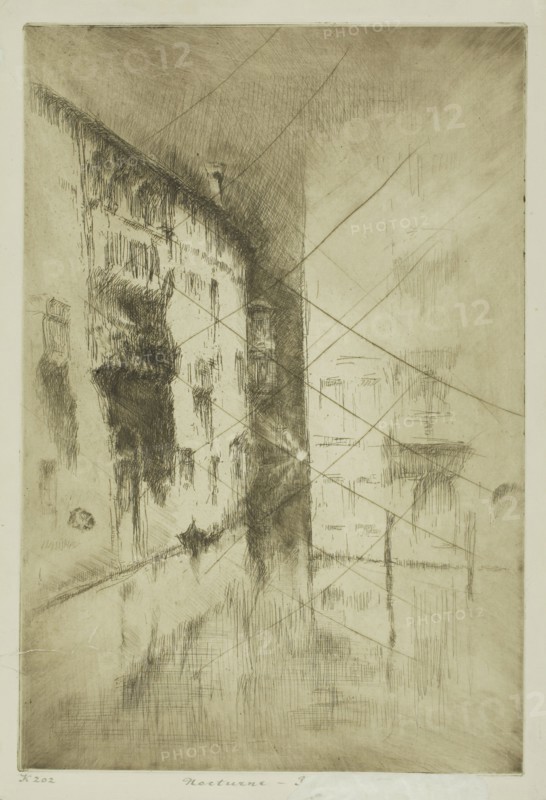 Nocturne: Palaces, 1879/80, James McNeill Whistler, American, 1834-1903, United States, Etching and drypoint with foul biting, with drypoint cancellation, in dark brown ink on ivory laid paper, 293 x 197 mm (plate), 323 x 221 mm (sheet), Man’s Shoulder Bag, Mid–/late 19th century, Potawatomie, Western Great Lakes, central Woodlands, United States, Great Lakes, Cotton cloth, glass beads, and velvet, 99.1 x 45.7 x 2.5 cm (39 x 18 x 1 in.)