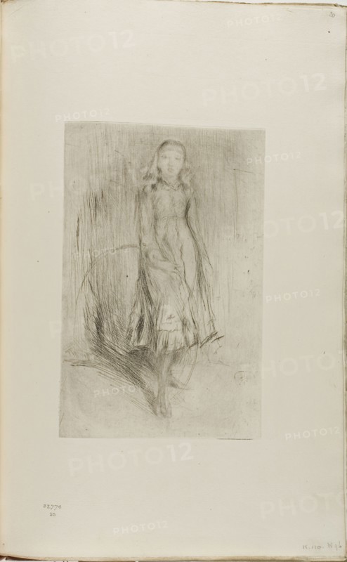 Florence Leyland, 1874, James McNeill Whistler, American, 1834-1903, United States, Drypoint with foul biting in black ink on ivory laid paper, 212 x 138 mm (plate), 378 x 249 mm (sheet, sight, bound)