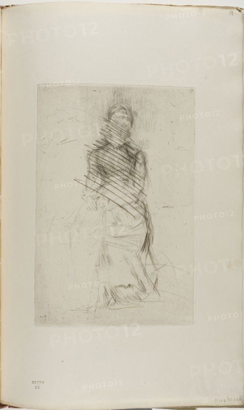 Agnes, 1875/78, James McNeill Whistler, American, 1834-1903, United States, Drypoint with foul biting, with drypoint cancellation, in black ink on ivory laid paper, 226 x 152 mm (plate), 380 x 238 mm (sheet, sight, bound)