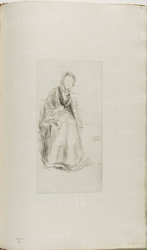 The Scotch Widow, 1875/76, James McNeill Whistler, American, 1834-1903, United States, Drypoint, with drypoint cancellation, in black ink on ivory laid paper, 220 x 102 mm (plate), 380 x 242 mm (sheet, sight, bound)
