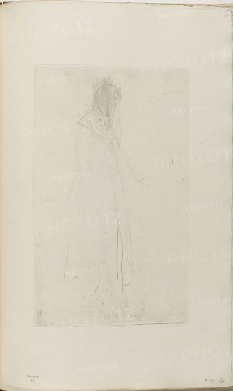 Whistler’s Mother, 1871, James McNeill Whistler, American, 1834-1903, United States, Drypoint with foul biting, with scraped and drypoint cancellation, in black ink on ivory laid paper, 253 x 155 mm (plate), 377 x 241mm (sheet, sight, bound)