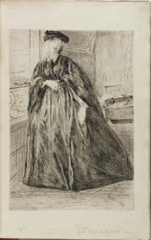 Finette, 1859, James McNeill Whistler, American, 1834-1903, United States, Etching and drypoint, with drypoint cancellation, in black ink on ivory laid paper, 290 x 200 mm (sheet), 381 x 237 mm (sheet, sight, bound)