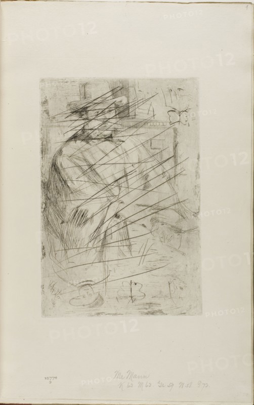 Portrait of a man, 1860, James McNeill Whistler, American, 1834-1903, United States, Drypoint with foul biting, with drypoint cancellation, in black ink on ivory laid paper, 226 x 152 mm (plate), 375 x 232 mm (sheet, sight, bound)
