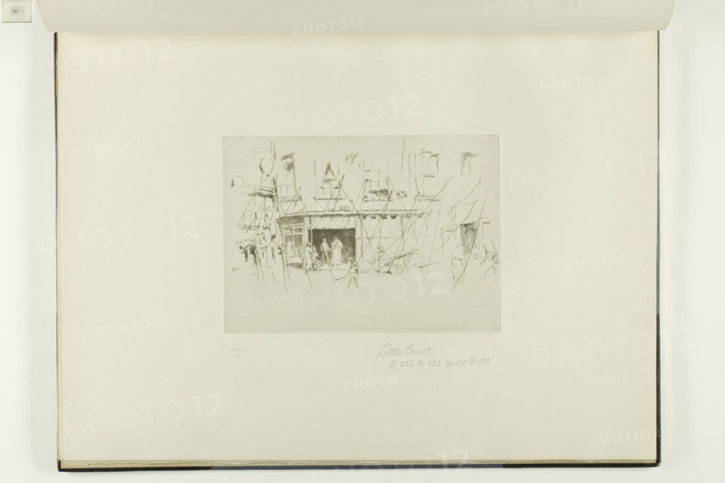 Little Court, 1880/81, James McNeill Whistler, American, 1834-1903, United States, Etching and drypoint with foul biting, with drypoint cancellation, in black ink on ivory laid paper, 124 x 175 mm (plate), 275 x 379 mm (sheet, sight, bound)