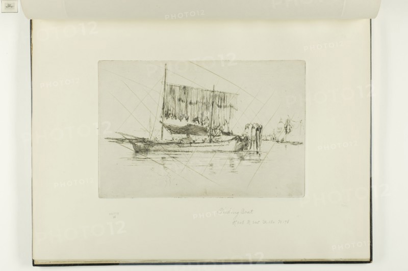 The Fishing Boat, 1879/80, James McNeill Whistler, American, 1834-1903, United States, Etching and drypoint with foul biting, with drypoint cancellation, in black ink on ivory laid paper, 155 x 233 mm (plate), 275 x 380 mm (sheet, sight, bound)