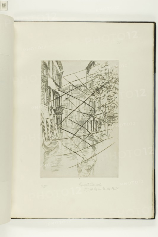 Quiet Canal, 1879/80, James McNeill Whistler, American, 1834-1903, United States, Etching and drypoint, with drypoint cancellation, in black ink on ivory laid paper, 227 x 152 mm (plate), 378 x 275 mm (sheet, sight, bound)