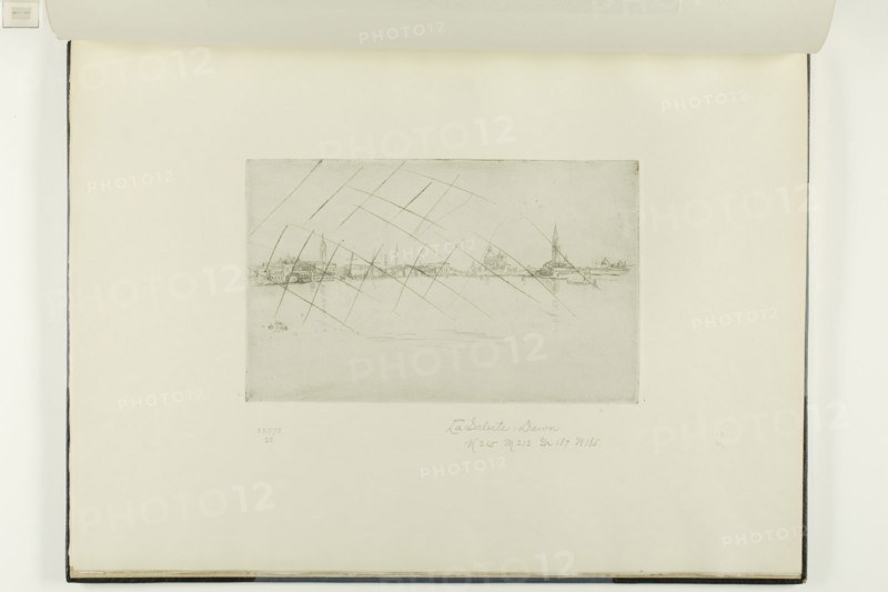 La Salute: Dawn, 1879/80, James McNeill Whistler, American, 1834-1903, United States, Etching and drypoint with foul biting, with drypoint cancellation, in black ink on ivory laid paper, 125 x 203 mm (plate), 275 x 380 mm (sheet, sight, bound)
