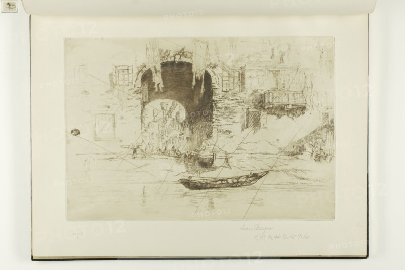 San Biagio, 1880, James McNeill Whistler, American, 1834-1903, United States, Etching and drypoint with foul biting, with drypoint cancellation, in brown ink on ivory laid paper, 305 x 208 mm (plate), 275 x 379 mm (sight, bound)