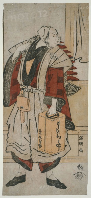The Actor Matsumoto Koshiro IV as the Boatman Minagawa Shin’emon of Reisengasaki in Kamakura, Actually Hata Rokurozaemon Tokiyoshi (Yondai-me Matsumoto Koshiro no Kamakura Reizengasaki no sendo Minagawa Shin’emon, jitsuwa Hata Rokurozaemon), 1794, (Kansei 6), Toshusai Sharaku ??? ??, Japanese, active 1794-95, Japan, Color woodblock print, hosoban, nishiki-e, 31.6 x 13.8 cm