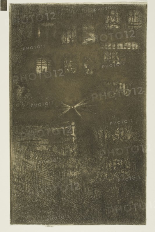 The Dance House: Nocturne, 1889, James McNeill Whistler, American, 1834-1903, United States, Etching with foul biting in dark brown ink on cream laid paper, 272 x 170 mm (image, trimmed within plate mark), 275 x 170 mm (sheet)