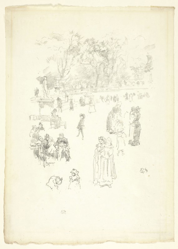 Nursemaids: Les Bonnes du Luxembourg, 1894, James McNeill Whistler, American, 1834-1903, United States, Transfer lithograph in black on cream laid paper, 202 x 158 mm (image), 297 x 213 mm (sheet)