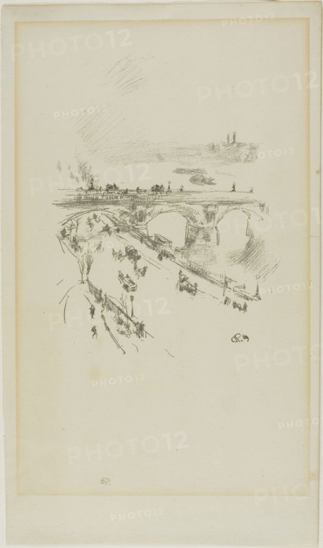 Waterloo Bridge, 1896, James McNeill Whistler, American, 1834-1903, United States, Transfer lithograph in black on ivory laid paper, 172 x 127 mm (image), 303 x 178 mm (sheet)