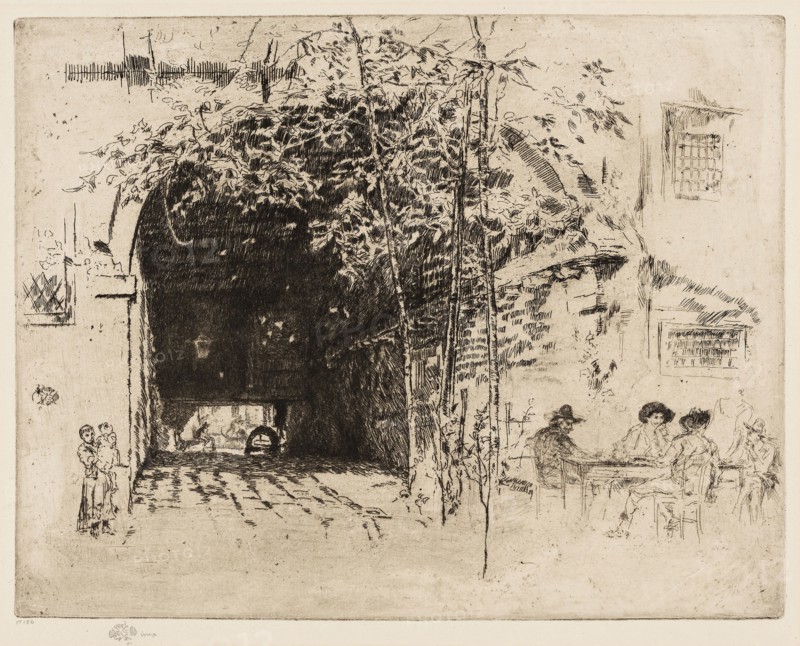 The Traghetto, No. 2, 1880, James McNeill Whistler, American, 1834-1903, United States, Etching and drypoint with foul biting in black ink on ivory laid paper, 238 x 306 mm (plate), 315 x 439 mm (sheet)
