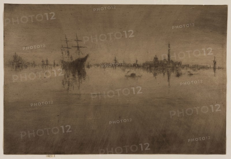 Nocturne, from Venice, a Series of Twelve Etchings (the First Venice Set), 1879–80, James McNeill Whistler, American, 1834-1903, United States, Etching and drypoint in brown on cream laid paper, 201 x 297 mm (image, trimmed within plate mark), 204 x 297 mm (sheet)