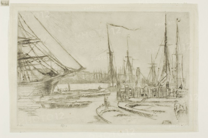 From Billingsgate, 1876/77, James McNeill Whistler, American, 1834-1903, United States, Drypoint in black ink on cream laid paper, 159 x 226 mm (plate), 170 x 249 mm (sheet)
