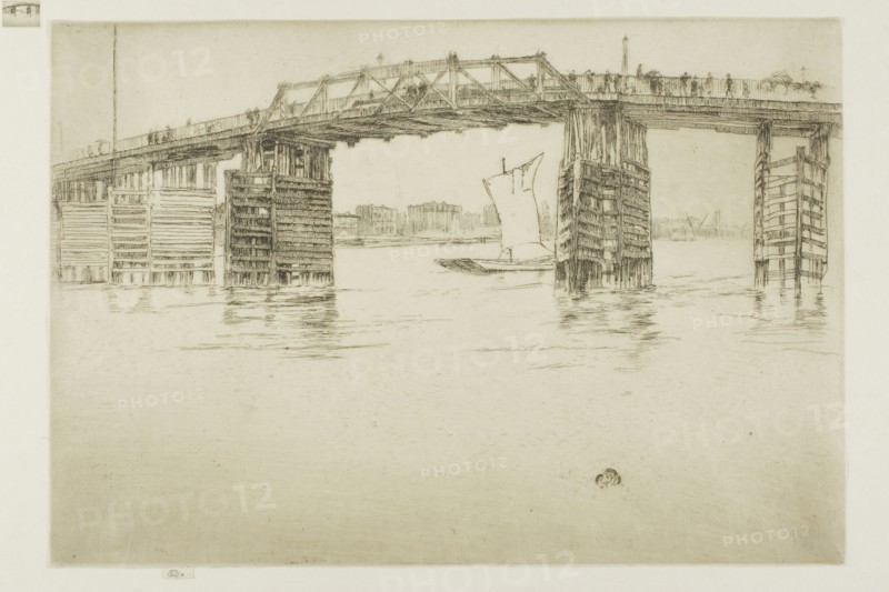 Old Battersea Bridge, 1879, James McNeill Whistler, American, 1834-1903, United States, Etching and drypoint, with foul biting, in brown on cream laid paper, 202 x 293 mm (plate), 206 x 293 mm (sheet), The Fables of Aesop, and Others, 1818, Thomas Bewick (English, 1753-1828), printed by Edward Walker (English, 19th century), England, Book with engravings in black on cream wove paper, 219 × 137 × 38 mm, Designs by Mr. R. Bentley, For Six Poems by Mr. T. Gray, 1753, Richard Bentley II (English, 1708-1782), John Miller (English, born German, c. 1715-c. 1790), Charles Grignion, I (English, 1717-1810), written by Thomas Gray (English, 1716-1771), published by R. Dodsley (English, 18th century), England, Book with engravings and letterpress in black on cream laid paper, 377 × 277 × 25 mm