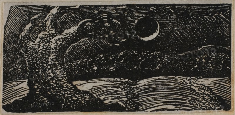 Blasted Tree and Flattened Crops, from The Pastorals of Virgil, 1821, William Blake, English, 1757-1827, England, Wood engraving on off-white wove paper, 34 × 73 mm (image/block), 36 × 74 mm (sheet)
