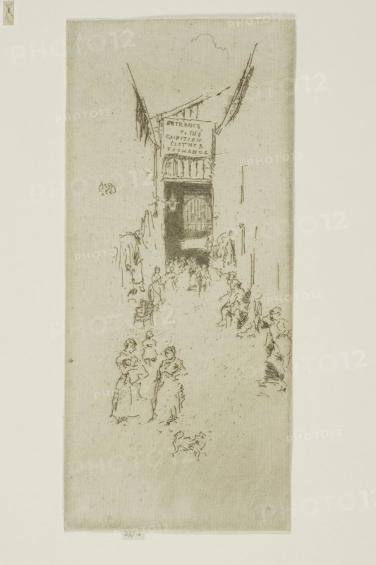 Fleur-de-lys Passage, 1887, James McNeill Whistler, American, 1834-1903, United States, Etching and drypoint with foul biting in black ink on ivory laid paper, 183 x 82 mm (image, trimmed within plate mark), 185 x 82 mm (sheet)